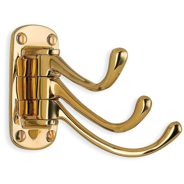 Smedbo - Triple Coat Hook 3¼'', Pb - Polished Brass