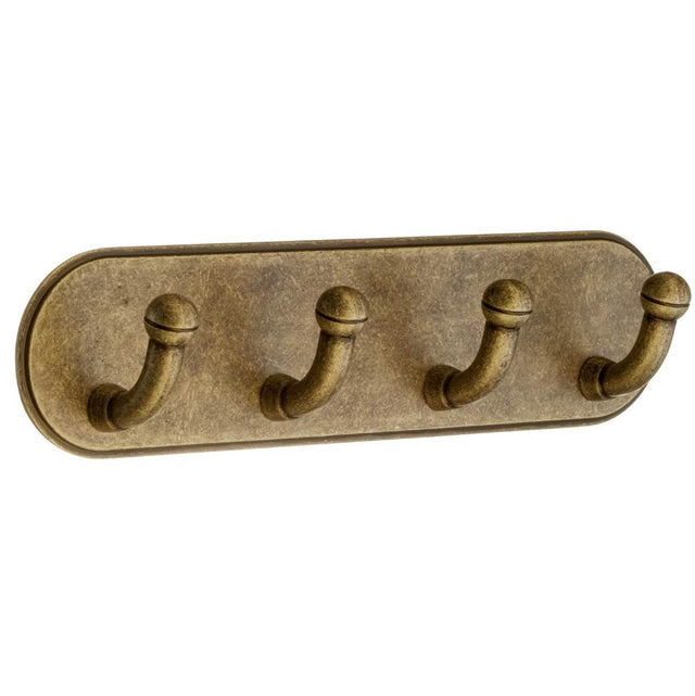 Smedbo - Self-Adhesive Quadruple Hook Antique Finish - Antique Brass