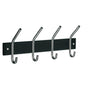 Smedbo - BESLAGSBODEN Coat and Hat Rack, Quadruple - Chrome Stainless Steel/Black wood