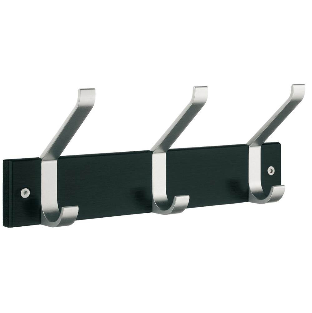 Smedbo - BESLAGSBODEN Coat and Hat Rack, Triple - Black Wood/Satin Aluminium