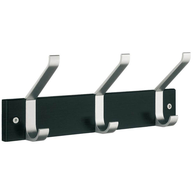 Smedbo - BESLAGSBODEN Coat and Hat Rack, Triple - Black Wood/Satin Aluminium