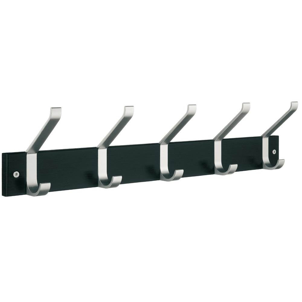 Smedbo - BESLAGSBODEN Coat and Hat Rack, Five Hooks - Black/Satin Aluminium