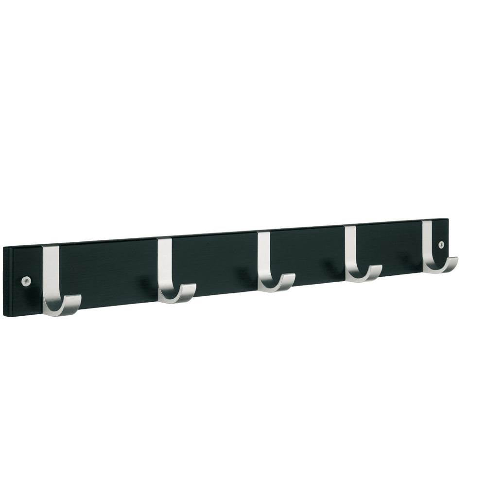 Smedbo - BESLAGSBODEN Coat Rack, Five Hooks - Black Wood/Satin Aluminium