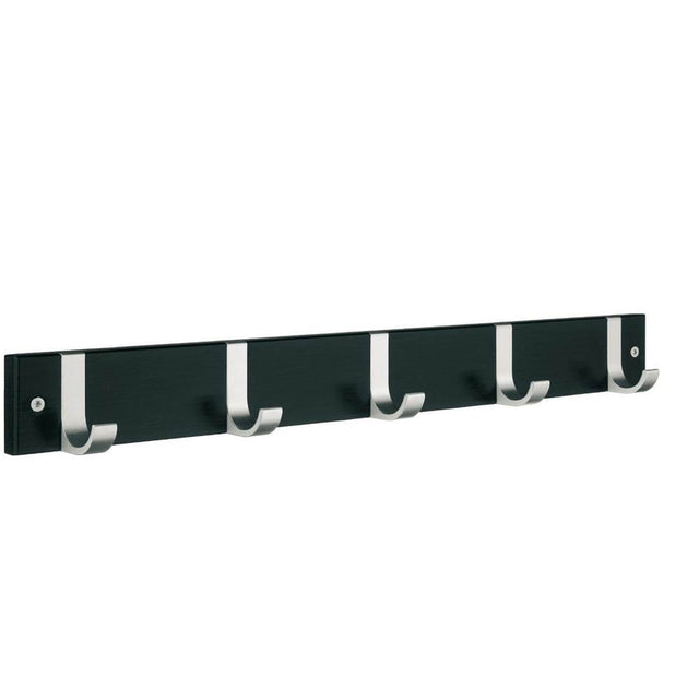 Smedbo - BESLAGSBODEN Coat Rack, Five Hooks - Black Wood/Satin Aluminium
