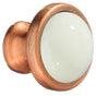 Smedbo - KNOB ANTIQUE COPPER FINISH WHITE CERAMIC 1 1/2'' - Antique Copper