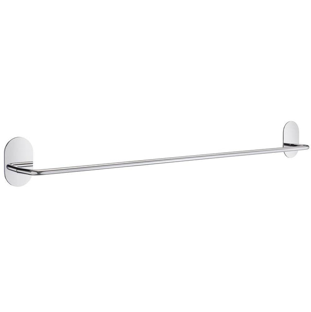 Smedbo - Self adhesive 22.5'' towel bar polished stainless steel - oval plate - Polished Stainless Steel