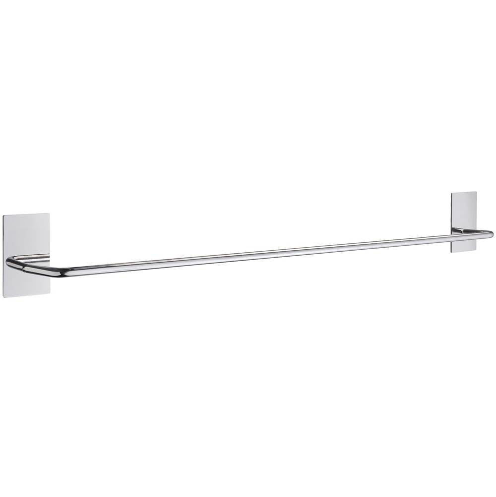 Smedbo - Self adhesive 22.5'' towel bar polished stainless steel - rectangle plate - Polished Stainless Steel