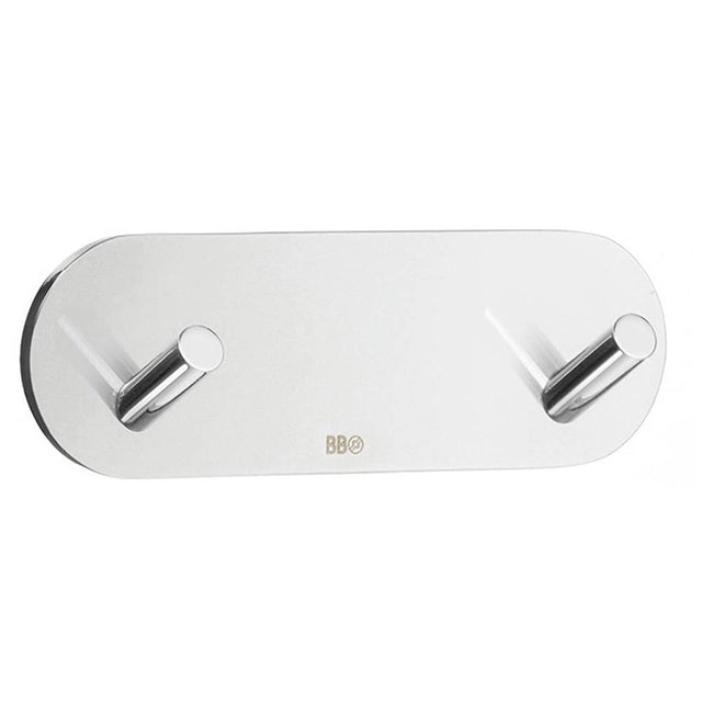Smedbo - Design Mini Double Hook Self Adhesive - Polished Stainless Steel - Polished Stainless Steel