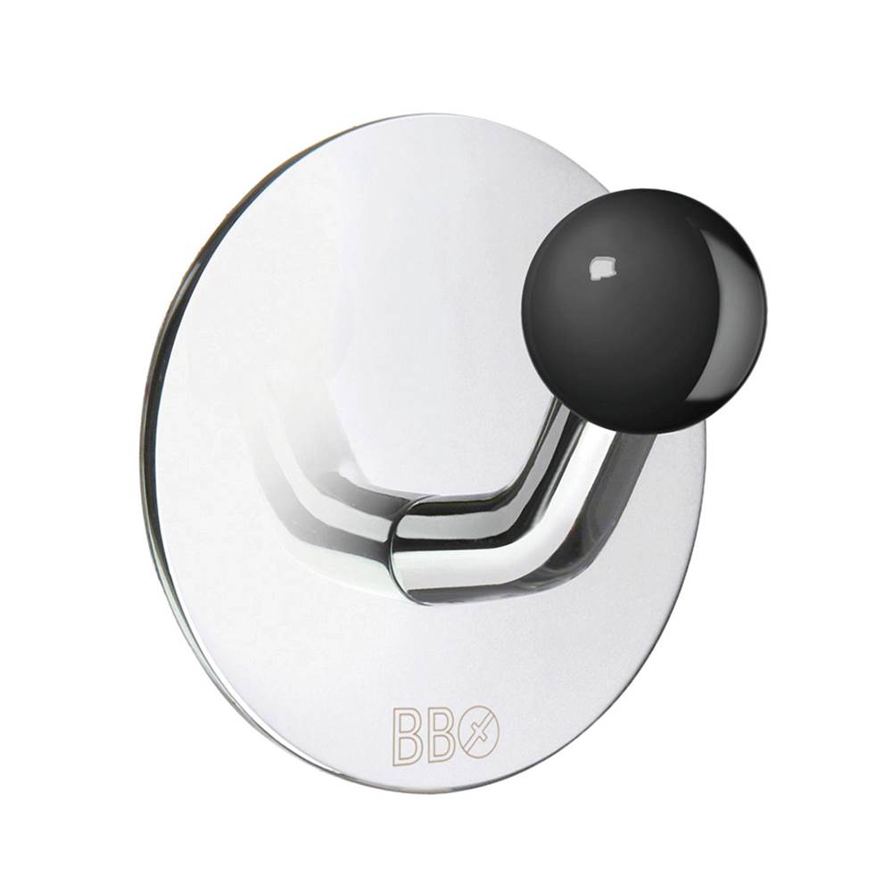 Smedbo - Design Single Hook Stainless Polished/Black Knob - Stainless Polished/Black