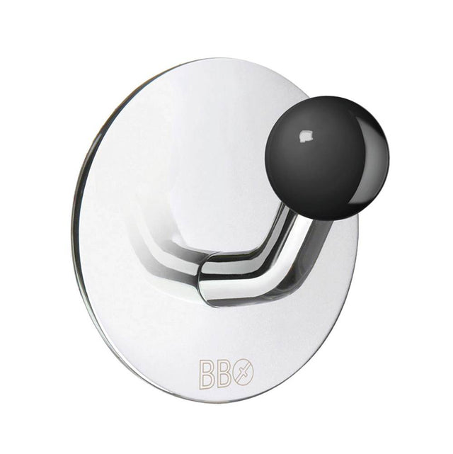 Smedbo - Design Single Hook Stainless Polished/Black Knob - Stainless Polished/Black