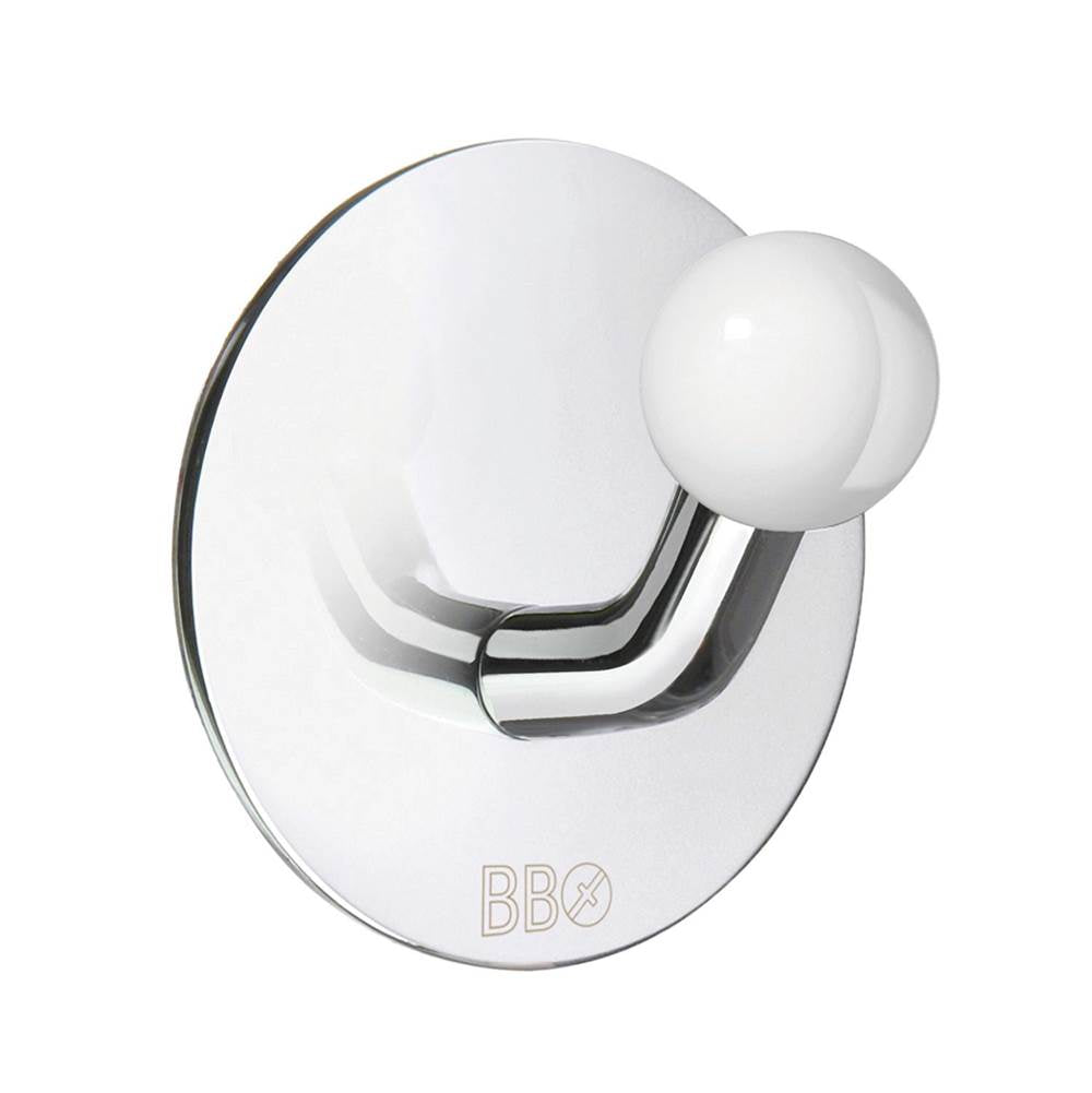 Smedbo - Design Single Hook Stainless Polished/White Knob - Stainless Polished/White
