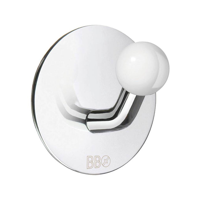 Smedbo - Design Single Hook Stainless Polished/White Knob - Stainless Polished/White