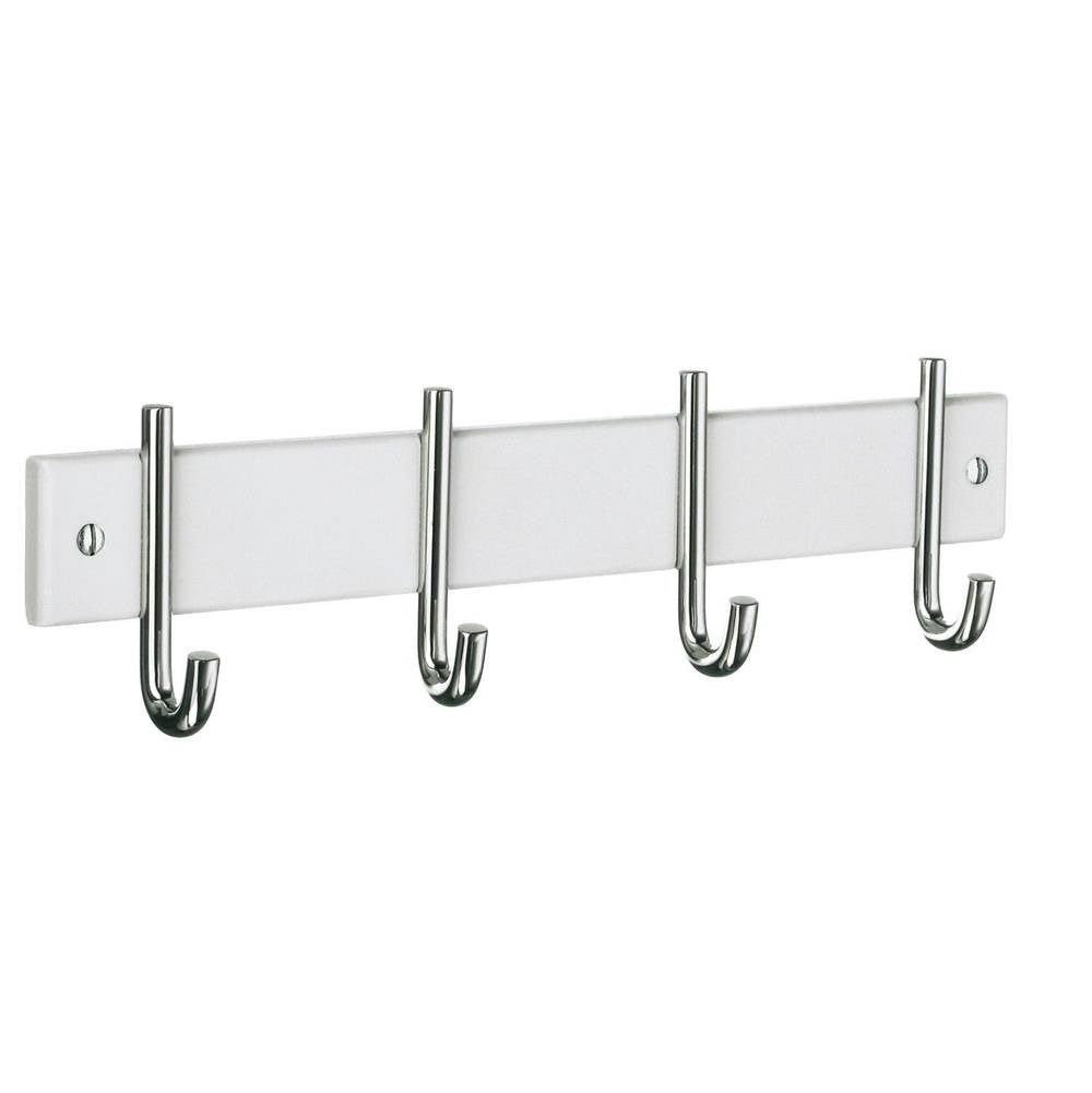 Smedbo - BESLAGSBODEN Coat Rack, Quadruple - Chrome Stainless Steel/White wood