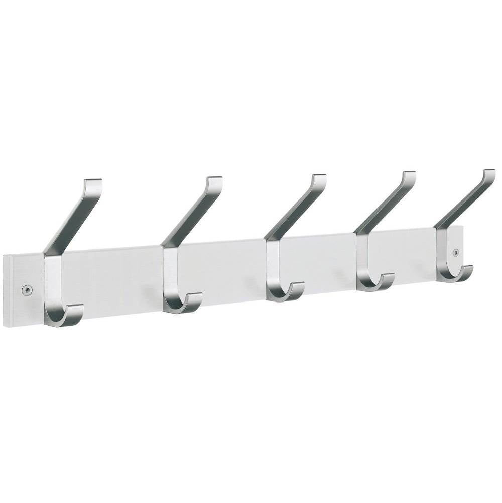 Smedbo - BESLAGSBODEN Coat and Hat Rack, Five Hooks - White Wood/Satin Aluminium
