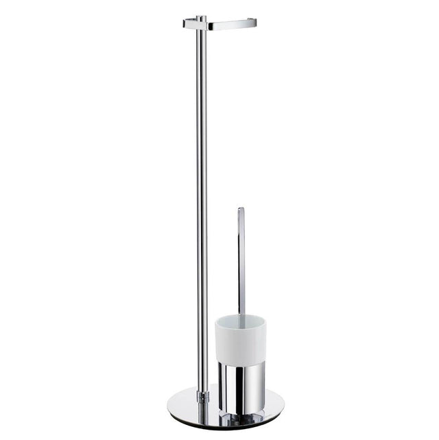 Smedbo - OUTLINE Toilet Roll Holder Free Standing/ Toilet Brush incl. Container - Polished Chrome Porcelain