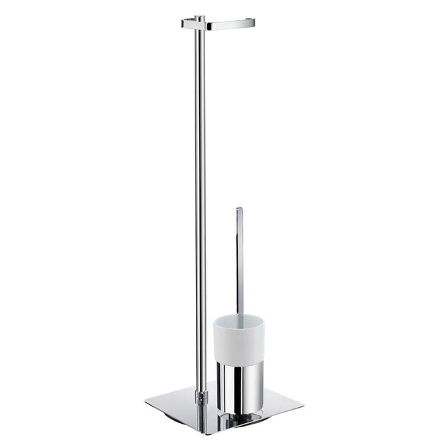 Smedbo - OUTLINE Toilet Roll Holder Free Standing / Toilet Brush incl. Container - Polished Chrome Porcelain