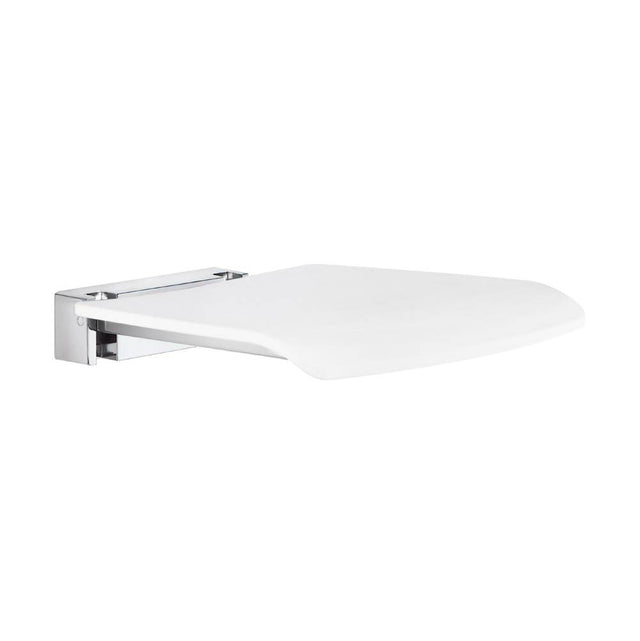 Smedbo - Wall mount fold down seat - polished chrome and white - White