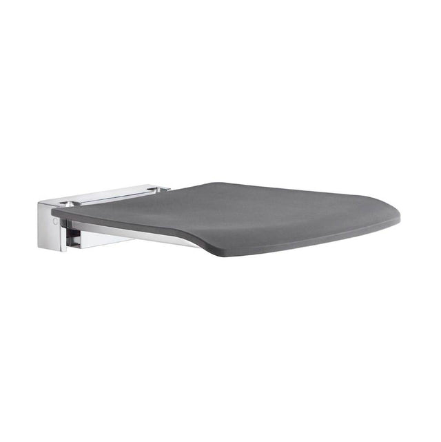 Smedbo - Wall mount fold down seat - polished chrome and slate grey - Slate Grey