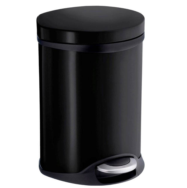 Smedbo - Step Trash Bin - Stainless Steel/Black - 1 1/2 Gallon - Black
