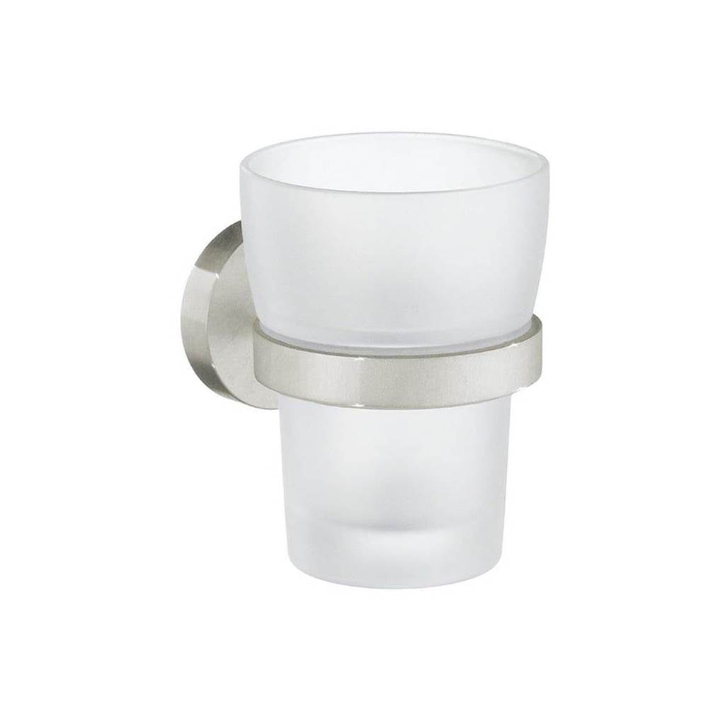 Smedbo - Home Holder W/ Frosted Glass Tumbler - Brushed nickel