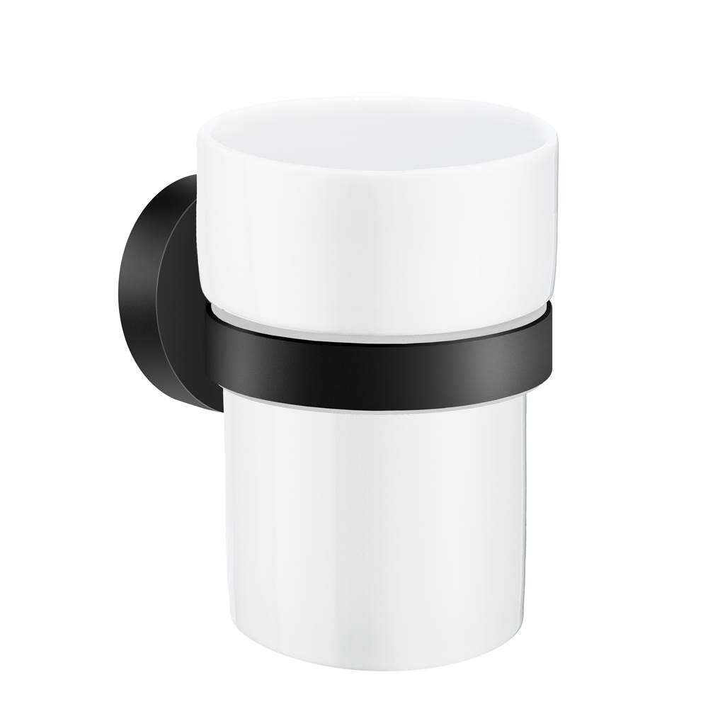 Smedbo - Home Holder With Porcelain Tumbler Black - Matte Black