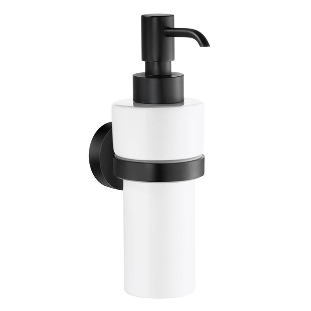 Smedbo - Home Holder With Porcelain Soap Dispenser Black - Matte Black