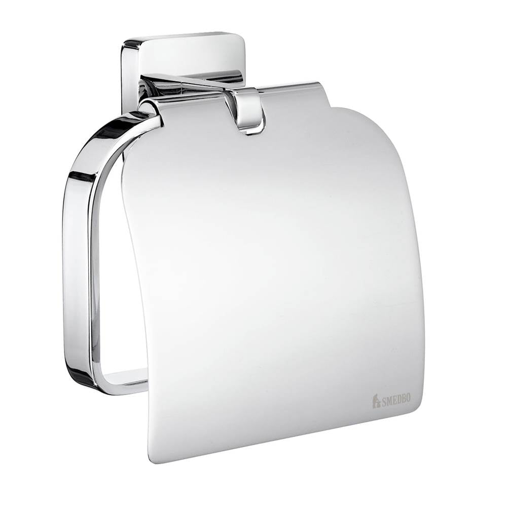 Smedbo - ICE Toilet Roll Holder with Cover - Polished Chrome Frosted Glass
