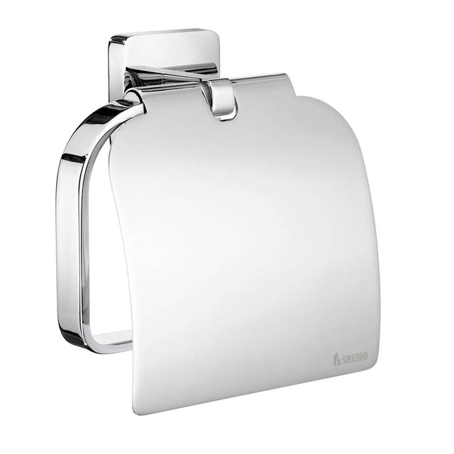 Smedbo - ICE Toilet Roll Holder with Cover - Polished Chrome Frosted Glass