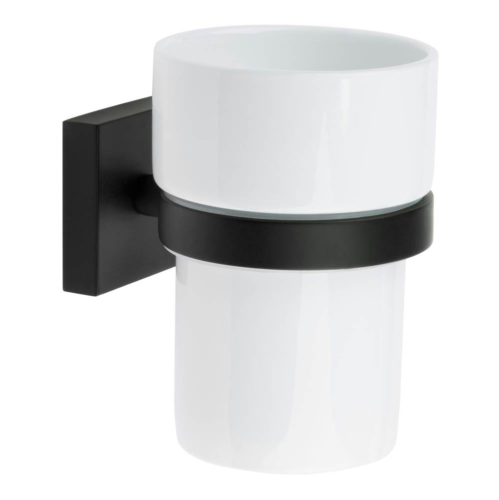 Smedbo - Holder with Porcelain Tumbler - Matte Black