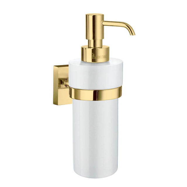 Smedbo - HOUSE SOAP PUMP & HOLDER POLISHED BRASS/WHITE CERAMIC - Polished Brass