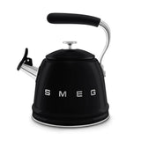 Smeg USA - 50's Retro Style Aesthetic Whistling Kettle In Black - Black