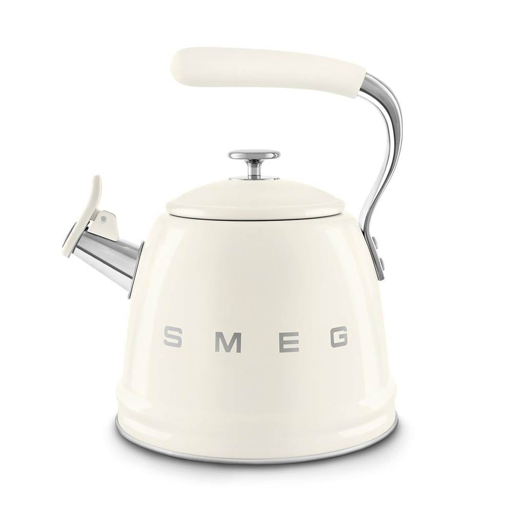 Smeg USA - 50's Retro Style Aesthetic Whistling Kettle In Cream - Cream