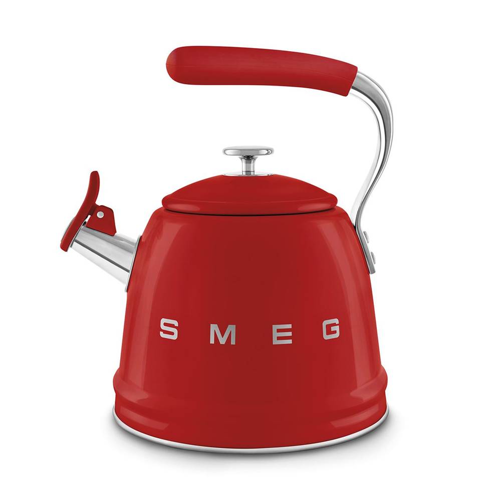 Smeg USA - 50's Retro Style Aesthetic Whistling Kettle In Red - Red