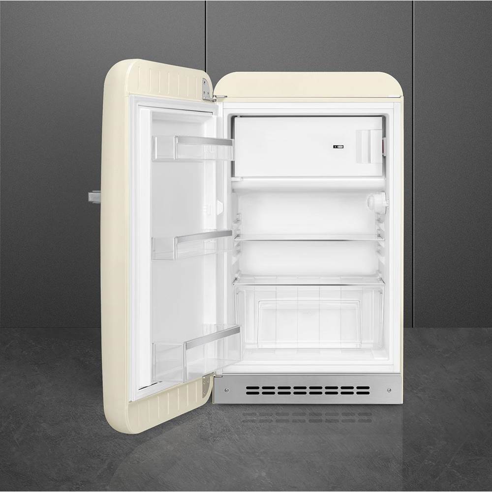 FAB10 Retro 22'' Refrigerator w/Freezer Compartment. Cream. Left Hinge