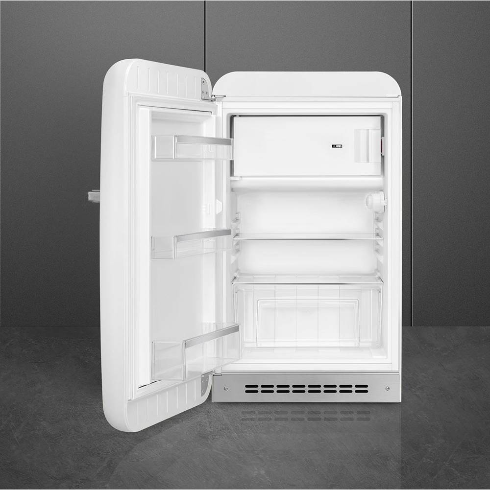 FAB10 Retro 22'' Refrigerator w/Freezer Compartment. Cream. Left Hinge