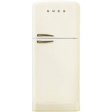Smeg USA - FAB50 Retro Refrigerator w/ Bottom Freezer, BRASS, RIGHT HINGE - Cream