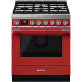 Smeg USA - Portofino Series 30'' Range. All Gas. Red - Red