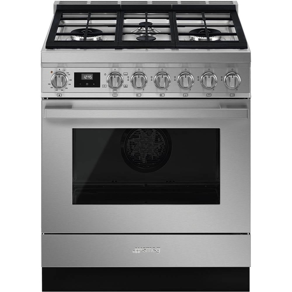 Smeg USA - Portofino Series 30'' Range. All Gas. Stainless Steel - Satin Stainless Steel