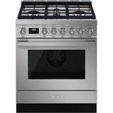 Smeg USA - Portofino Series 30'' Range. All Gas. Stainless Steel - Satin Stainless Steel