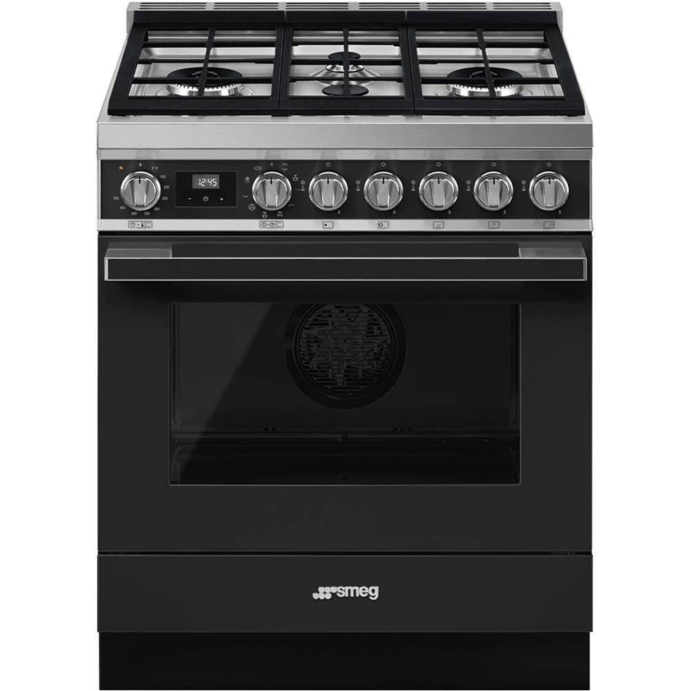 Smeg USA - Portofino Series 30'' Range. Duel Fuel. Anthracite - Anthracite