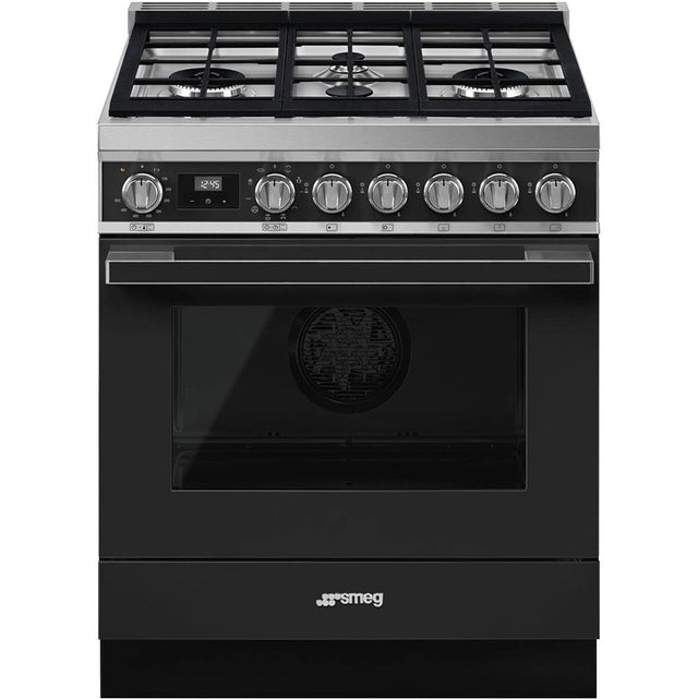 Smeg USA - Portofino Series 30'' Range. Duel Fuel. Anthracite - Anthracite