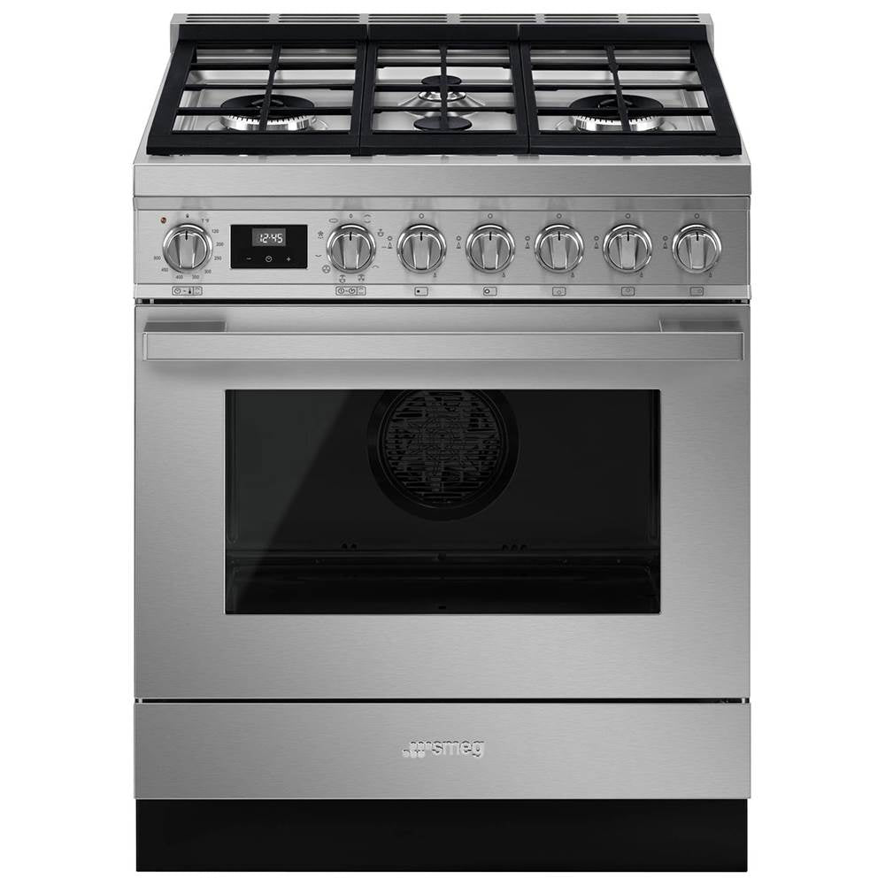 Smeg USA - Portofino Series 30'' Range. Duel Fuel. Stainless Steel - Satin Stainless Steel