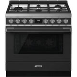 Smeg USA - Portofino Series 36'' Range. All Gas. Anthracite - Anthracite