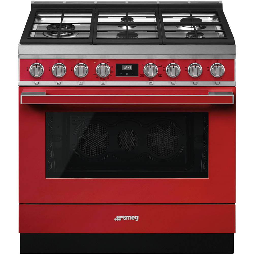 Smeg USA - Portofino Series 36'' Range. All Gas. Red - Red