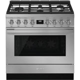 Smeg USA - Portofino Series 36'' Range. All Gas. Stainless Steel - Satin Stainless Steel