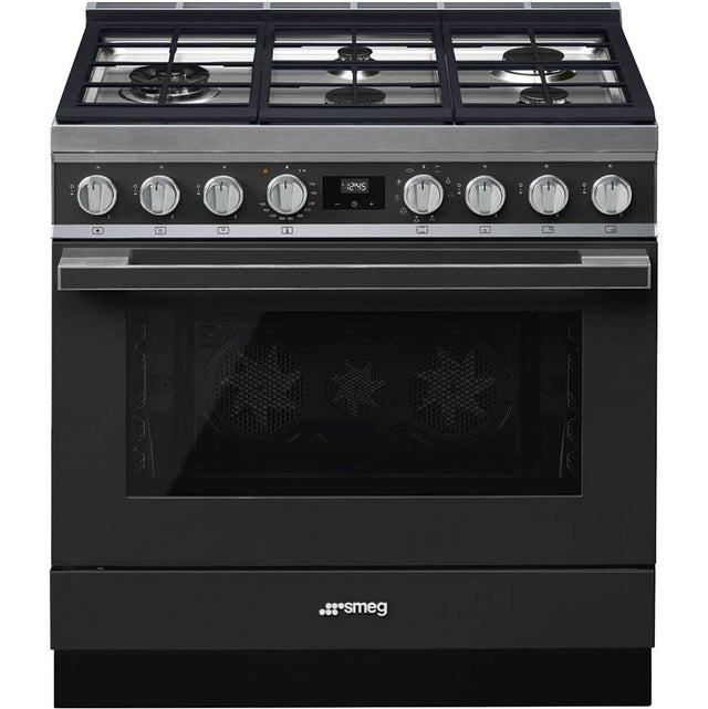 Smeg USA - Portofino Series 36'' Range. Duel Fuel. Anthracite - Anthracite