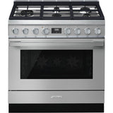 Smeg USA - Portofino Series 36'' Range. Duel Fuel. Stainless Steel - Satin Stainless Steel