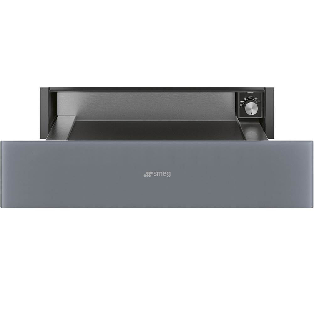 Smeg USA - Linea 60 cm (24'') Warming Drawer. Push/Pull Open/Close. Mystic Gray Glass - Silver