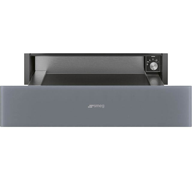 Smeg USA - Linea 60 cm (24'') Warming Drawer. Push/Pull Open/Close. Mystic Gray Glass - Silver