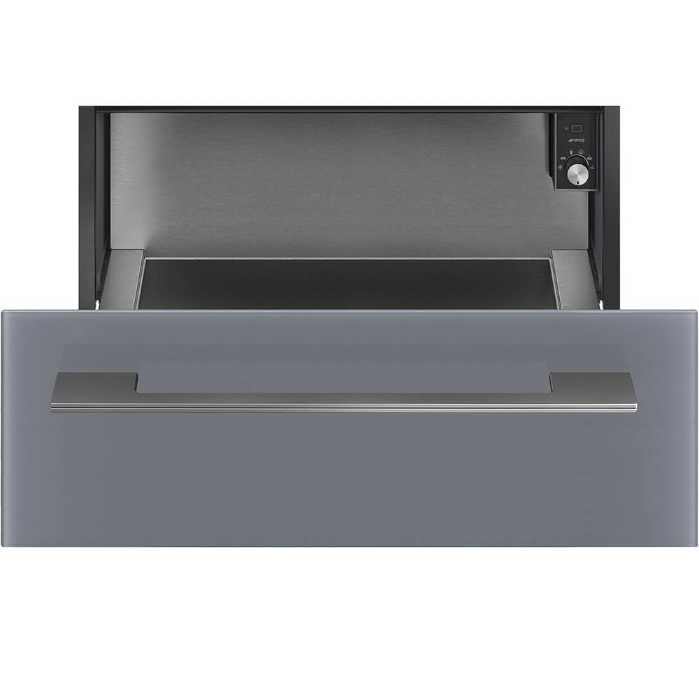 Smeg USA - Linea 30'' Warming Drawer. Mystic Gray Glass - Silver
